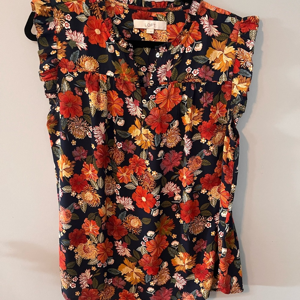 LOFT ruffle trim top